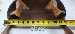 Vintage Wooden Curved Glass Curio Cabinet Display Case 1970s. NeedsNewLatchknob