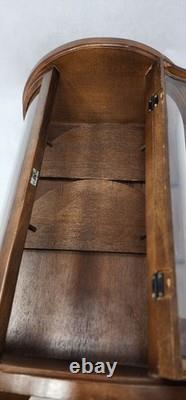Vintage Wooden Curved Glass Curio Cabinet Display Case 1970s. NeedsNewLatchknob