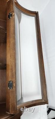 Vintage Wooden Curved Glass Curio Cabinet Display Case 1970s. NeedsNewLatchknob