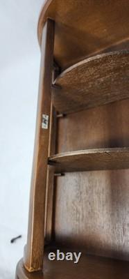 Vintage Wooden Curved Glass Curio Cabinet Display Case 1970s. NeedsNewLatchknob