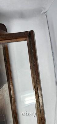 Vintage Wooden Curved Glass Curio Cabinet Display Case 1970s. NeedsNewLatchknob