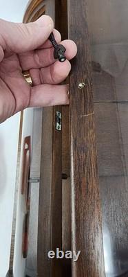Vintage Wooden Curved Glass Curio Cabinet Display Case 1970s. NeedsNewLatchknob