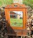 Vintage Wooden Medicine Apothecary Wall Cabinet Glass Mirror Drawer Pediment