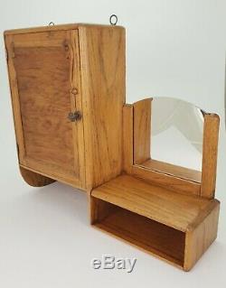 Vintage Wooden Oak Vanity Apothecary Medicine Bathroom Mirror Cabinet E/0286