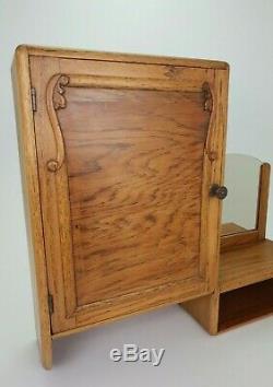 Vintage Wooden Oak Vanity Apothecary Medicine Bathroom Mirror Cabinet E/0286