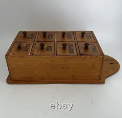 Vintage Wooden Pine Apothecary Cabinet 8 Drawer Spice Chest Primitive Handmade