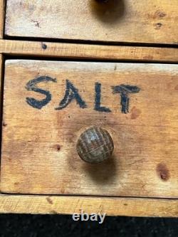 Vintage Wooden Pine Apothecary Cabinet 8 Drawer Spice Chest Primitive Handmade