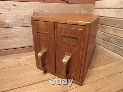 Vintage YAWMAN Wood File Cabinet Desktop Document Organizer Storage Chest, Mail