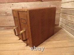 Vintage YAWMAN Wood File Cabinet Desktop Document Organizer Storage Chest, Mail