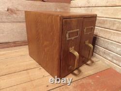 Vintage YAWMAN Wood File Cabinet Desktop Document Organizer Storage Chest, Mail