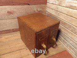 Vintage YAWMAN Wood File Cabinet Desktop Document Organizer Storage Chest, Mail