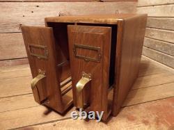 Vintage YAWMAN Wood File Cabinet Desktop Document Organizer Storage Chest, Mail