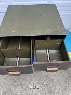 Vintage Yawman & Erbe Metal Card Catalog File Cabinets. Set of 2 Stackable Units