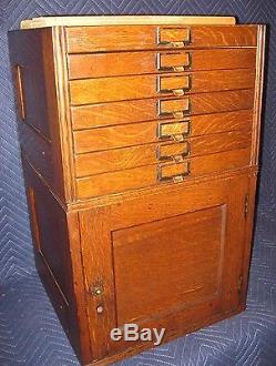 Vintage Yawman & Erbe Tiger Oak Seven Drawer Stacking Flat File Cabinet Section