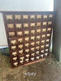 Vintage antique apothecary cabinet hardware store part storage 43 h x 39 x 12