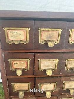 Vintage antique apothecary cabinet hardware store part storage 43 h x 39 x 12