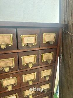 Vintage antique apothecary cabinet hardware store part storage 43 h x 39 x 12