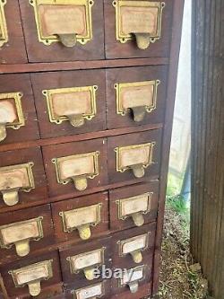 Vintage antique apothecary cabinet hardware store part storage 43 h x 39 x 12