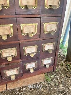 Vintage antique apothecary cabinet hardware store part storage 43 h x 39 x 12