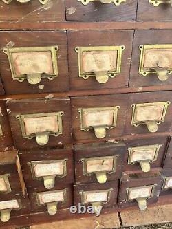 Vintage antique apothecary cabinet hardware store part storage 43 h x 39 x 12