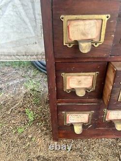 Vintage antique apothecary cabinet hardware store part storage 43 h x 39 x 12