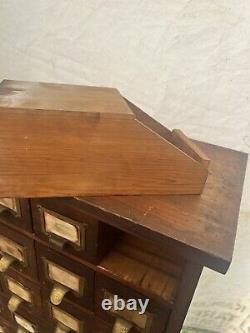 Vintage antique apothecary cabinet hardware store part storage 43 h x 39 x 12