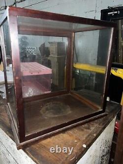 Vintage antique counter top glass display case mahogany 19 d x 25 w x 25 h