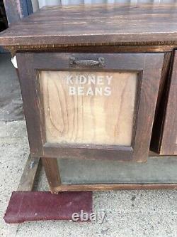 Vintage antique oak country store seed bin counter 73 L x 34 H x 29 D on top