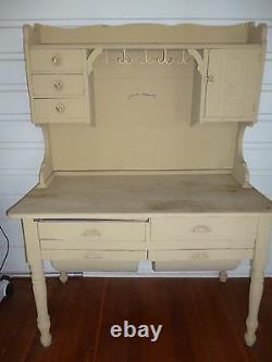 Vintage antique possum belly baker's cabinet with hutch