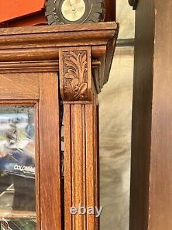 Vintage antique quartersawn Oak 2 door upright cabinet 72 h x 45.5 w x 18 d