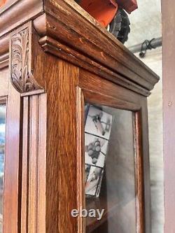 Vintage antique quartersawn Oak 2 door upright cabinet 72 h x 45.5 w x 18 d