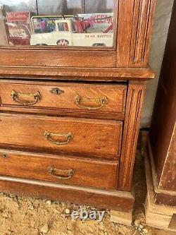 Vintage antique quartersawn Oak 2 door upright cabinet 72 h x 45.5 w x 18 d