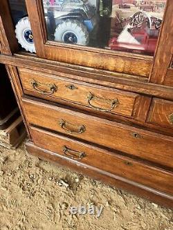 Vintage antique quartersawn Oak 2 door upright cabinet 72 h x 45.5 w x 18 d