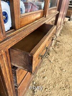 Vintage antique quartersawn Oak 2 door upright cabinet 72 h x 45.5 w x 18 d