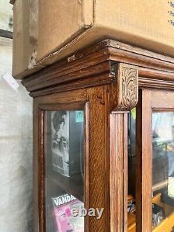 Vintage antique quartersawn Oak 2 door upright cabinet 72 h x 45.5 w x 18 d