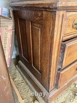 Vintage antique quartersawn Oak 2 door upright cabinet 72 h x 45.5 w x 18 d