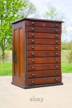 Vintage apothecary cabinet wood drawer antique typeset letterpress watchmaker