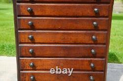 Vintage apothecary cabinet wood drawer antique typeset letterpress watchmaker