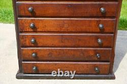 Vintage apothecary cabinet wood drawer antique typeset letterpress watchmaker