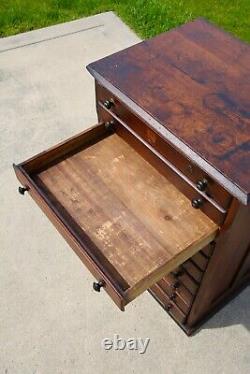 Vintage apothecary cabinet wood drawer antique typeset letterpress watchmaker