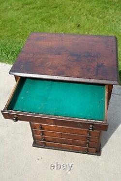 Vintage apothecary cabinet wood drawer antique typeset letterpress watchmaker