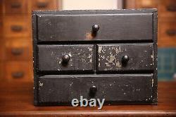 Vintage apothecary cabinet wood drawer box chest black antique organizer jewelry