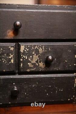 Vintage apothecary cabinet wood drawer box chest black antique organizer jewelry