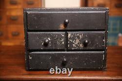 Vintage apothecary cabinet wood drawer box chest black antique organizer jewelry