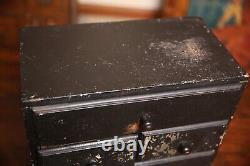 Vintage apothecary cabinet wood drawer box chest black antique organizer jewelry