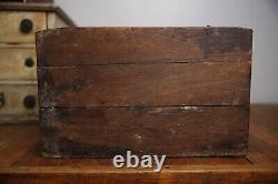 Vintage apothecary drawer Cabinet Sewing needle wood box spool Porcelain Knobs