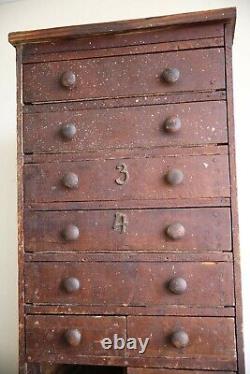 Vintage apothecary drawer cabinet hardware wood cubby tool box antique box case