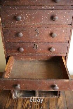 Vintage apothecary drawer cabinet hardware wood cubby tool box antique box case