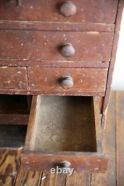 Vintage apothecary drawer cabinet hardware wood cubby tool box antique box case