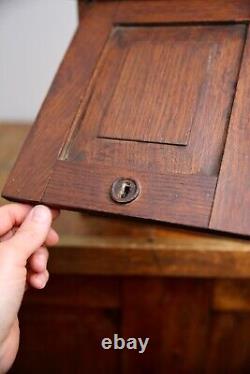 Vintage apothecary wood Cabinet antique counter flap door safe lock no key oak